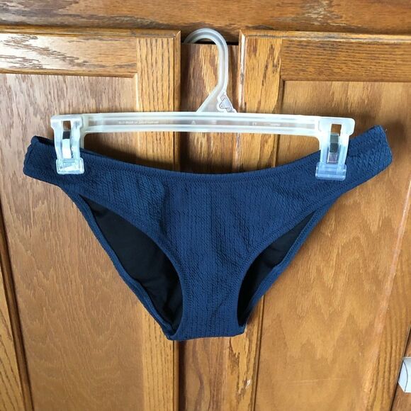 J Crew Textured Cheeky Bikini Bottom Navy Blue - S - Picture 4 of 9